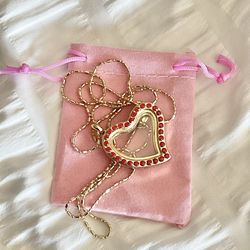 New  Heart Locket Necklace-Costume Jewelry, Red