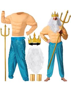 Men's size XL King Poseidon Halloween Costume Set