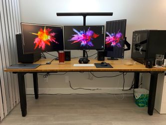 UPLIFT V2 4-Leg Ergonomic Standing Desk - 80" x 30" Carbonized Bamboo