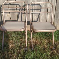Vintage Pair of Children's Hampton Metal Folding Chairs