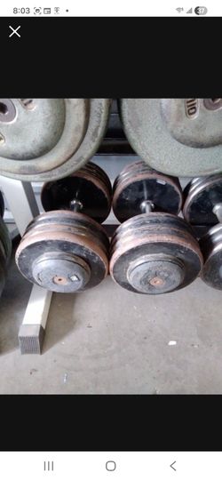 Pair Of 90-pound Pro-style Dumbbells W Hex Handles 180lbs Total Weights