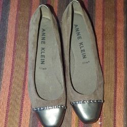 Anne Klein Brown and Silver Flats for Effortless Elegance