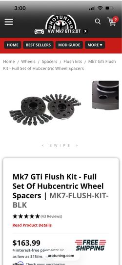 MK7 GTI Flush Kit Wheel Spacers