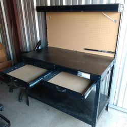 6 Foot Metal Rack, Workbench W/Light+Power, Telescopic Chair $250 All