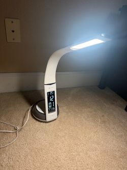 OttLite LED Desk Lamp With Clock Wireless Charging Station