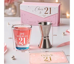 21st Birthday Gift for Her,21st Shot Glass Set with Gift Box