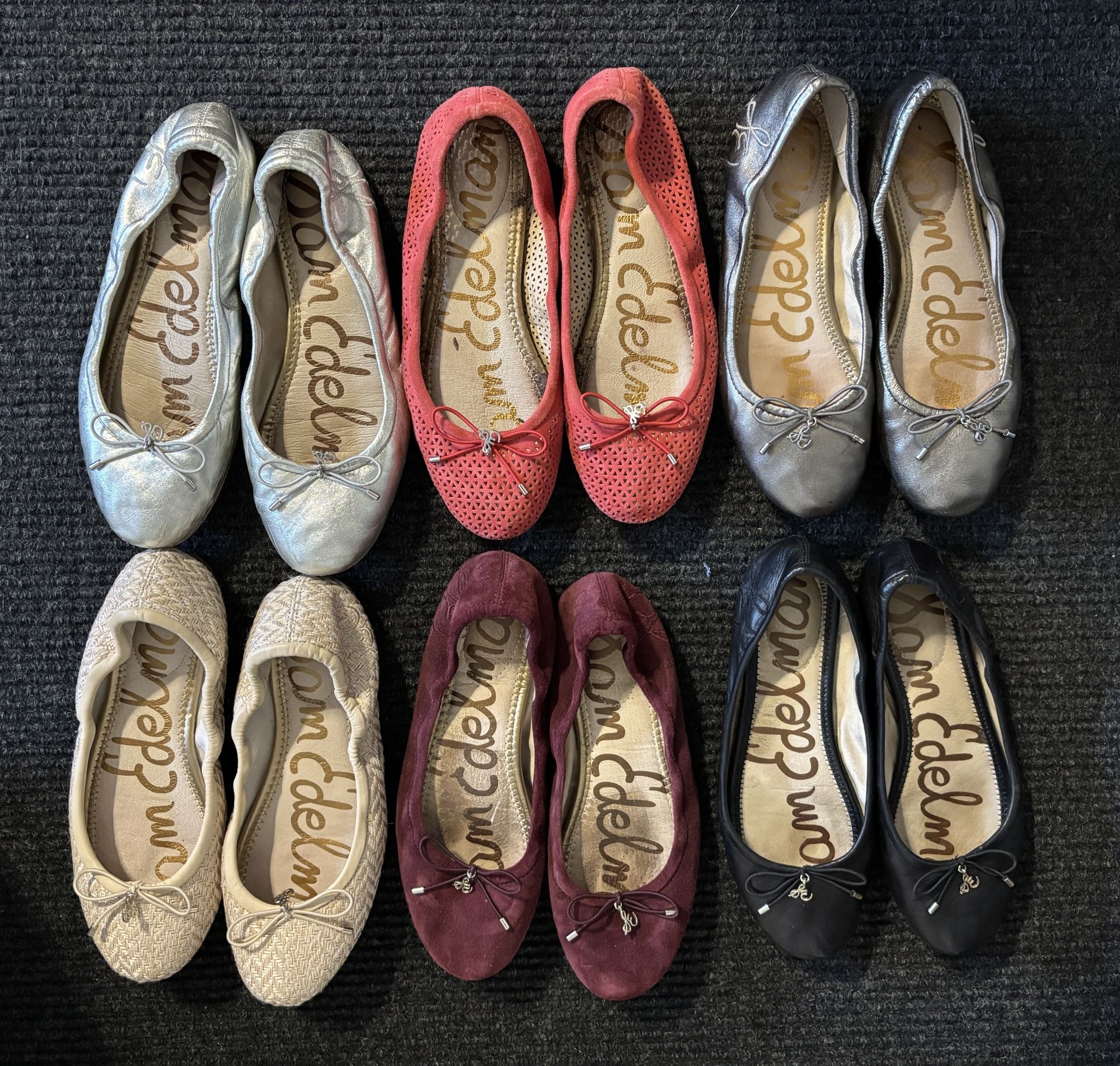 6 pairs -gently worn Sam Edelman Ballet Flats Collection