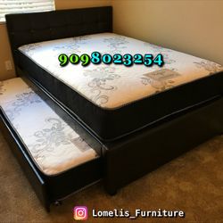 Full/Twin Expresso Trundle Beds w. Orthopedic Mattresses Included 