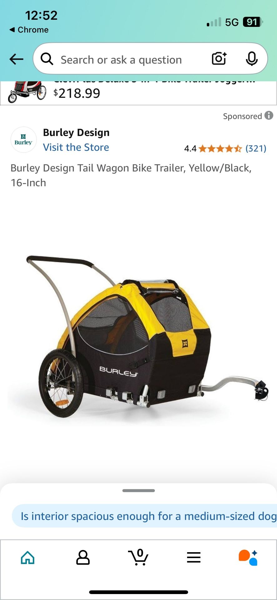 Burley Tail Wagon Pet Trailer For Bike