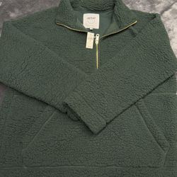 New Aerie Green 1/4 zip-up fleece, size Women’s Small #fleecelove