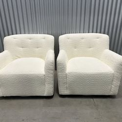 (Memorial promotion, price for 1) Modern Cream Upholstered Tufted Armchair with 360° Swivel 33.9''