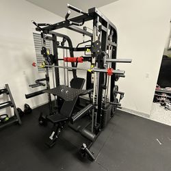 Smith Machine 300 | Adjustable Bench | 245lb Cast Iron Olympic Weights | 7ft Olympic Bar | Fitness | Gym Equipment | FREE DELIVERY 🚚 