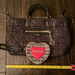 Juicy Bundle $10- Black Quilted Purse/Monogram Heart Key Wristlet