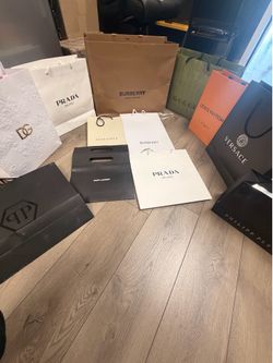 Designer shopping bags. Empty authentic