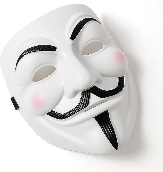 Guy Fawkes Mask V for Vendetta Style — Anonymous Hacker Mask Halloween Costume Prop