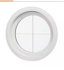 24.5 in. x 24.5 in. White Triple-Pane Insulated Glass Round Vinyl Geo Picture Window, Clear Glass and Platinum Cross