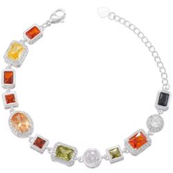 18K Silver Plated Multicolor Gemstone Bracelet