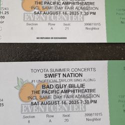 2 Swift Nation “Bad Guy Billie” Tickets 