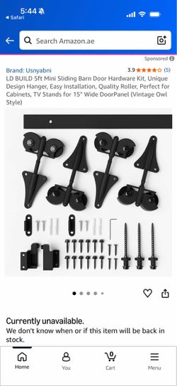 Mini barn door hardware kit