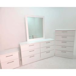 Dresser With Mirror,Chest And One Nightstand 
