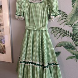 Vintage Handmade St Patrick’s Day Green Gingham Dress Size 0 