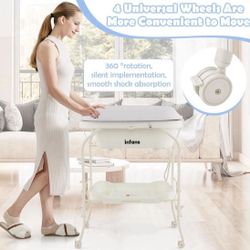 🌟$85/Send Offer🌟Baby Infant Changing Table, Bath Tub Unit, Folding Diaper Dresser Station with Wheels🌟