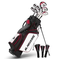 Women's Golf Club Set 8-Piece, Includes Driver, Fairway Wood, Hybrids, 7-9 Irons, PW, Putter, Stand Bag, 3 Head Covers, Right Hand, Red