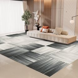 9x12 HUGE Machine Washable Soft Nonslip Modern Geometric Area Rug - Black Multi, NEW