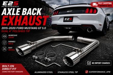 2015-2020 Ford Mustang GT 5.0 Axle Back Exhaust w/ Dual 4" Polished Tips