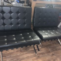 2 Pavilion Black Leather Chairs