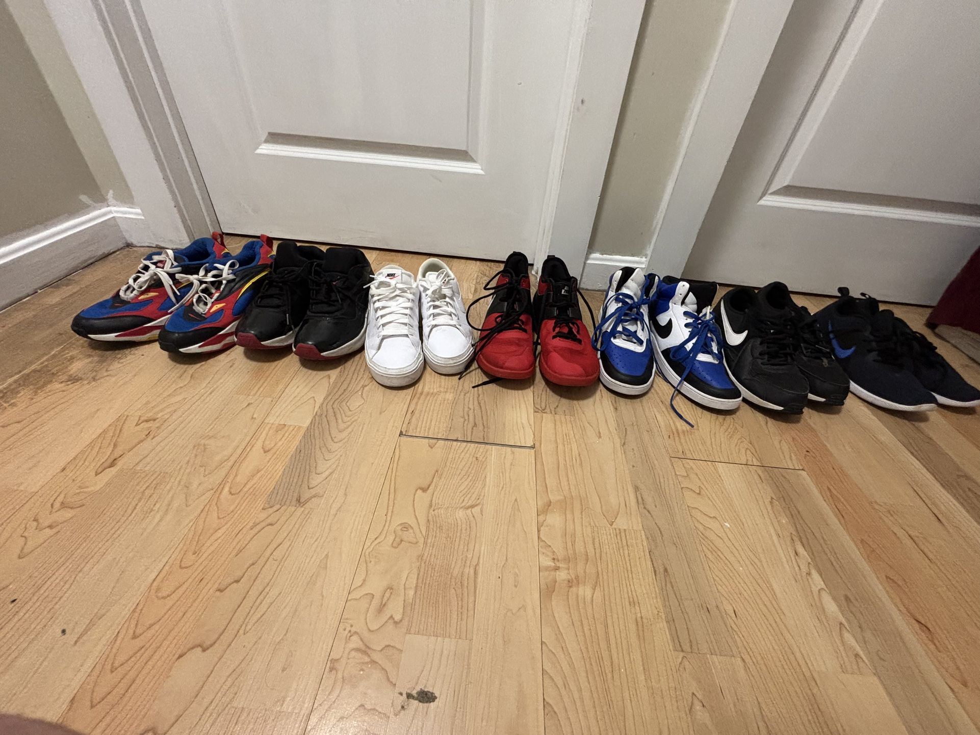 Lot of 7 Men’s Sneakers – Nike & Mixed Brands – Basketball/Running Shoes,- Used