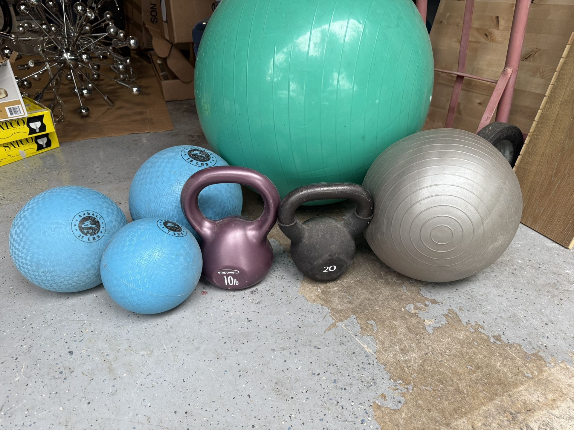 Kettle Bells And Exercise Balls.