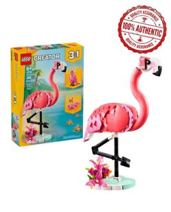 LEGO Creator 3-In-1 Wild Animals: Pink Flamingo 31170, Buildable Animal Toy, Transforms Into Cockatoo Or Axolotl, Vacation Day– Trending Gift, Colorfu