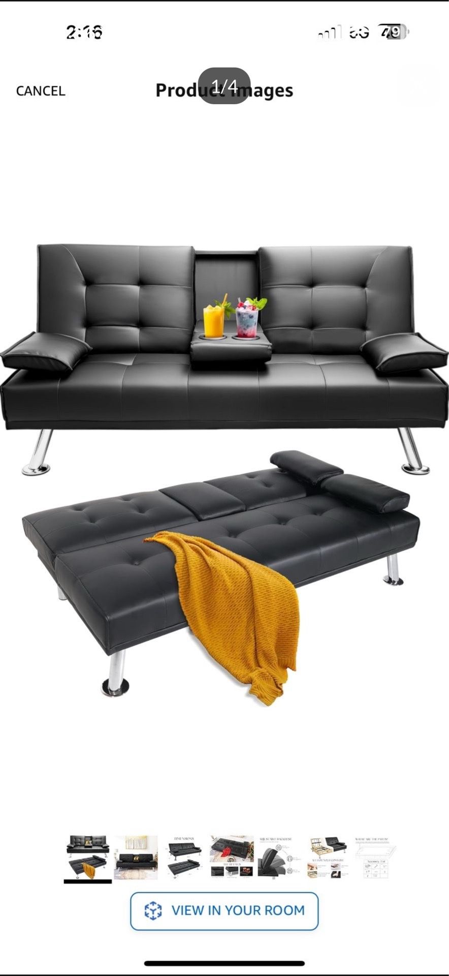 Black leather sofa