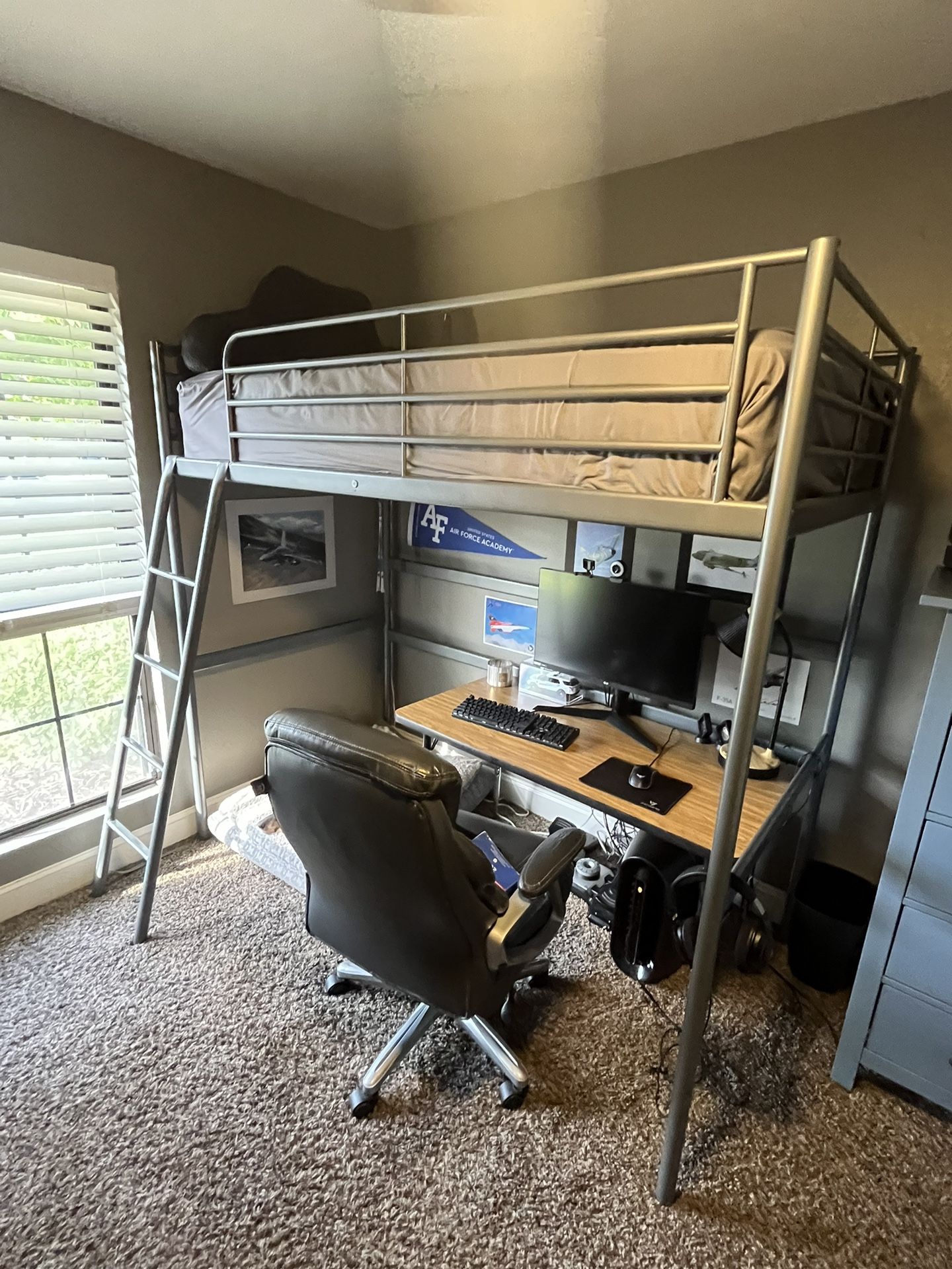 Twin Metal Loft Bed $50