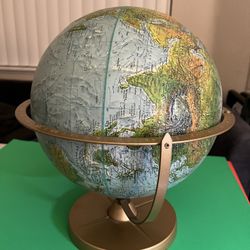 VINTAGE  GLOBE WITH METAL  BASE