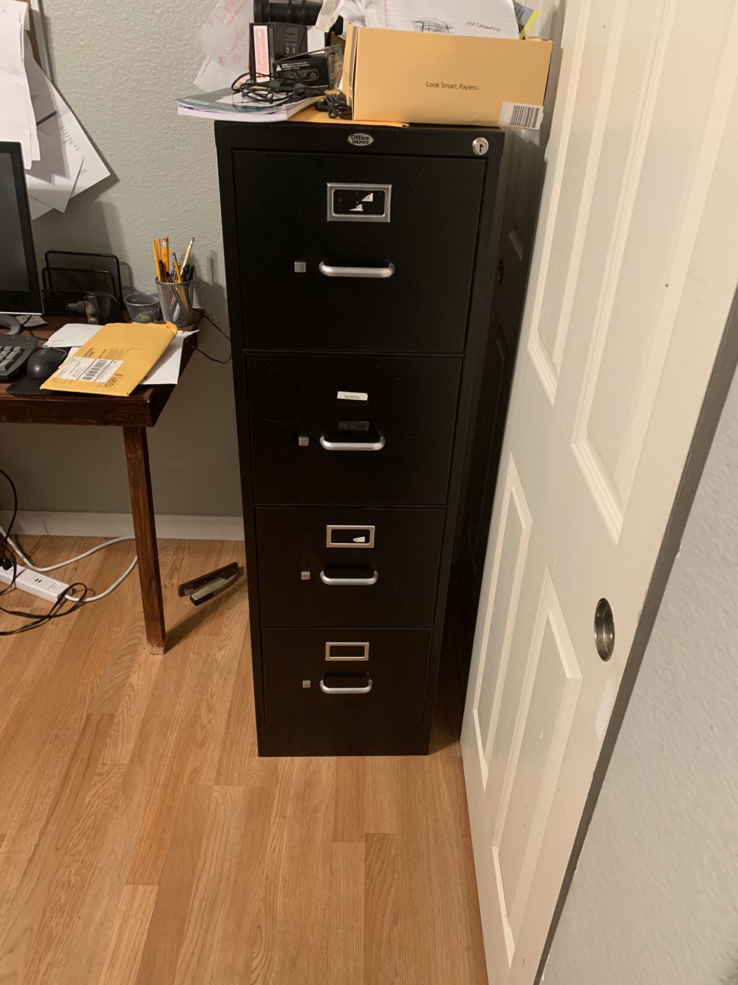 Four drawer black file cabinet no key to lock 20 You pick up