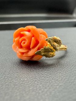 18k yellow gold rose stone ring size 6.5