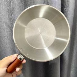 Stainless Steel Noodle Pot, Small Soup Milk Pan with Wood Handle