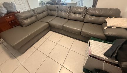 L shaped leather couch