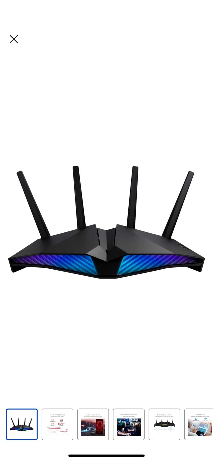 ASUS RT-AX82U (AX5400) Dual Band WiFi 6 Extendable Gaming Router, Gaming Port, Mobile Game Mode, Aura RGB, Included AiProtection Pro Security, Instant