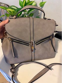 Gray cross body purse