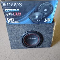 10" Pioneer Sub W/Box And Two 8" Orions 