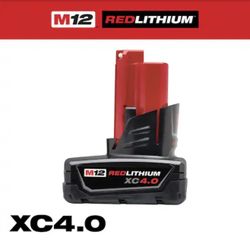 Milwaukee M12 REDLITHIUM XC 4.0Ah Battery – Brand New – Milwaukee Dewalt Makita