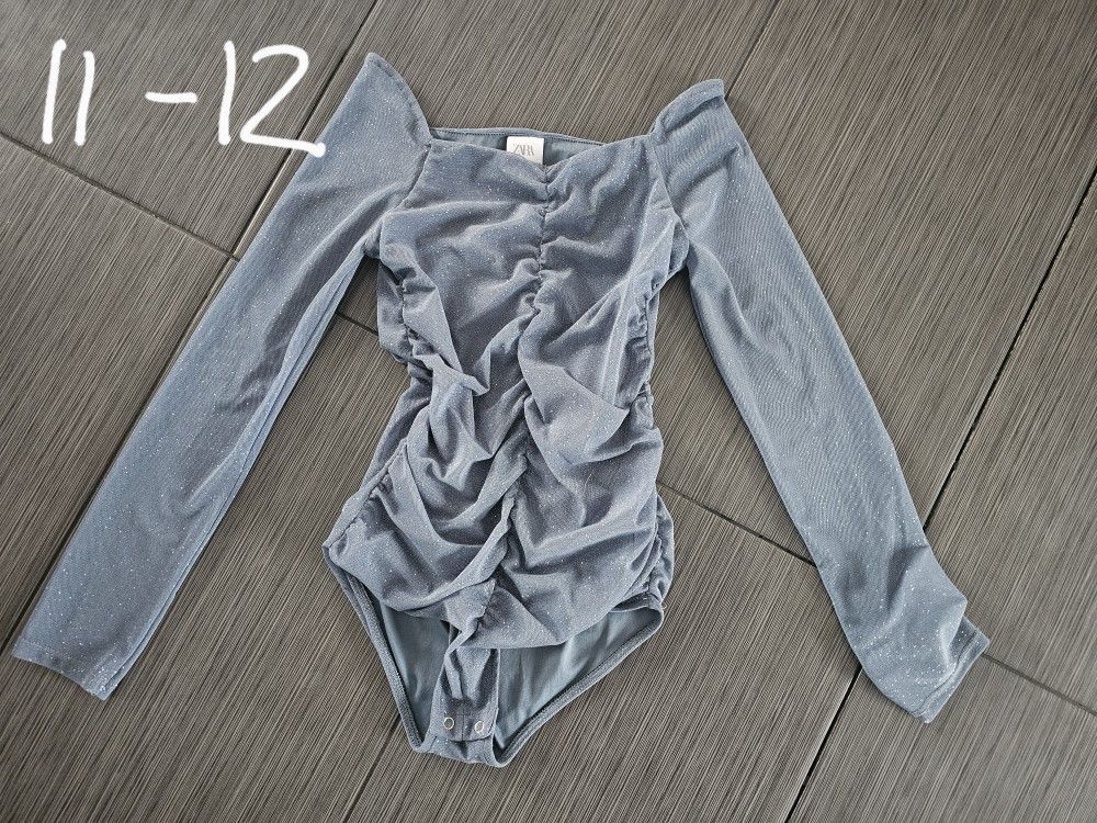 Long-sleeved ruched bodysuit