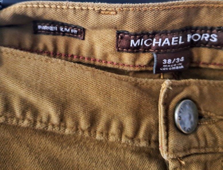 Michael Kors Pants Mens 38x34 Brown Slim Fit Parker Pre-Owned