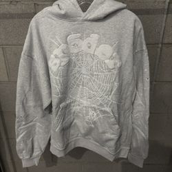 spider hoodie gray web 
