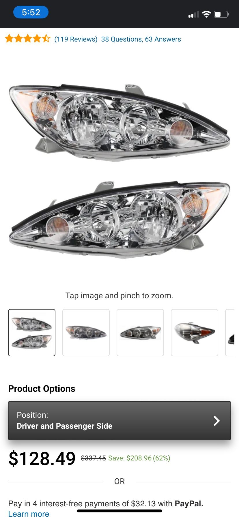 2005-2006 Toyota Camry Headlights
