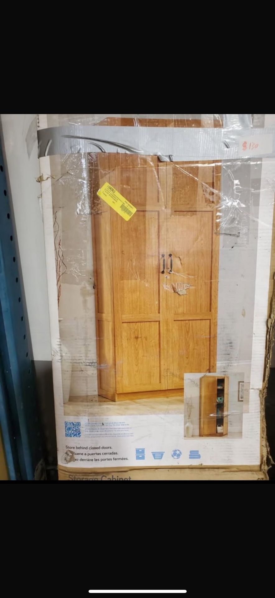 NEW Tall Wood Storage Cabinet – Spacious & Durable- 50% OFF