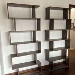 Wooden Bookshelves Pair 